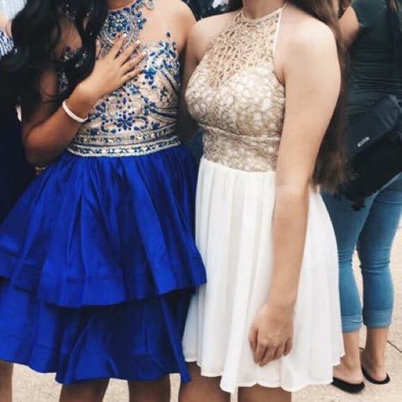 white and gold hoco dress